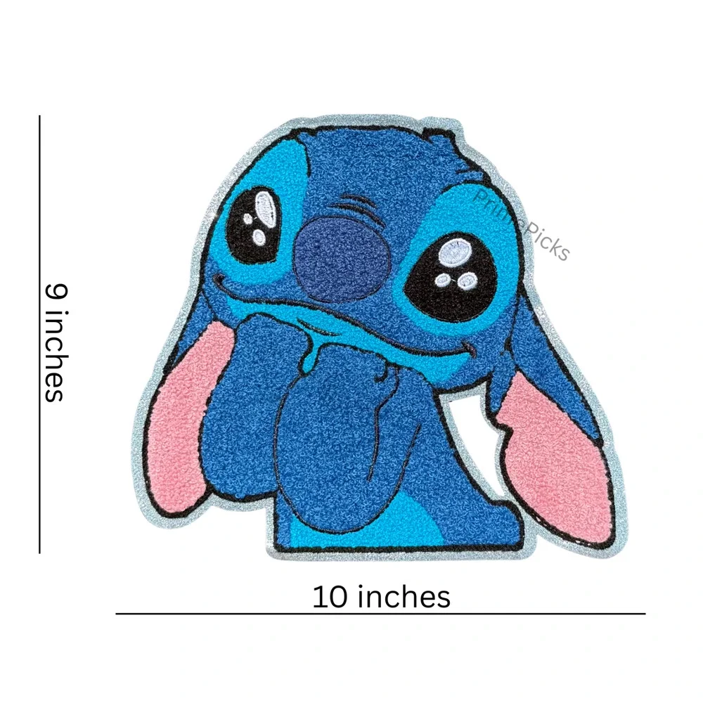 Blue Alien Chenille Patch – 10x9 inches Cartoon Applique – Soft Embroidery
